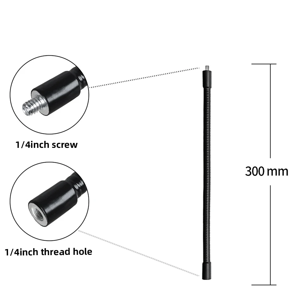 Flexible Metallrohrstange Einbeinstativ Selfie Stick Ständer mit 1/4 Zoll Schraube/Kugelkopf-Verlängerungsarm für Kamerastativ-Handy – Detail 21