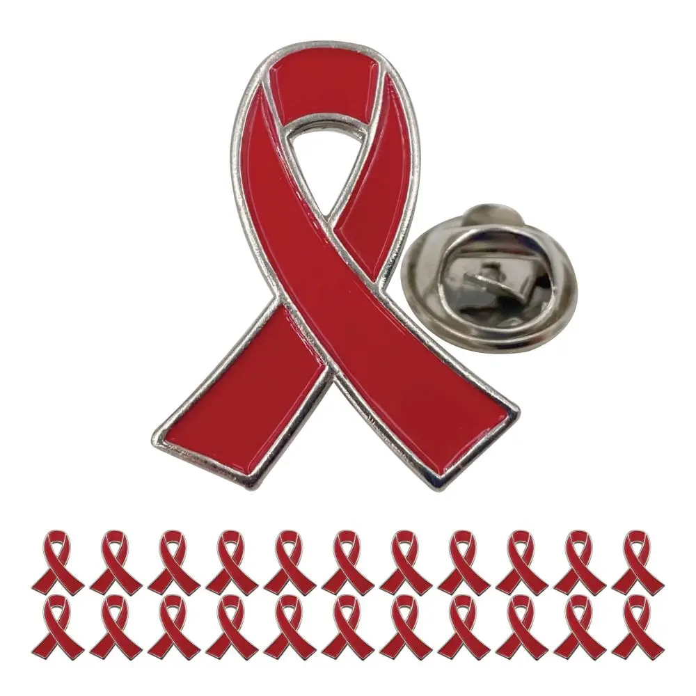 Épingles de sensibilisation en émail avec ruban rouge pour le SIDA, les maladies cardiovasculaires et la prévention des drogues