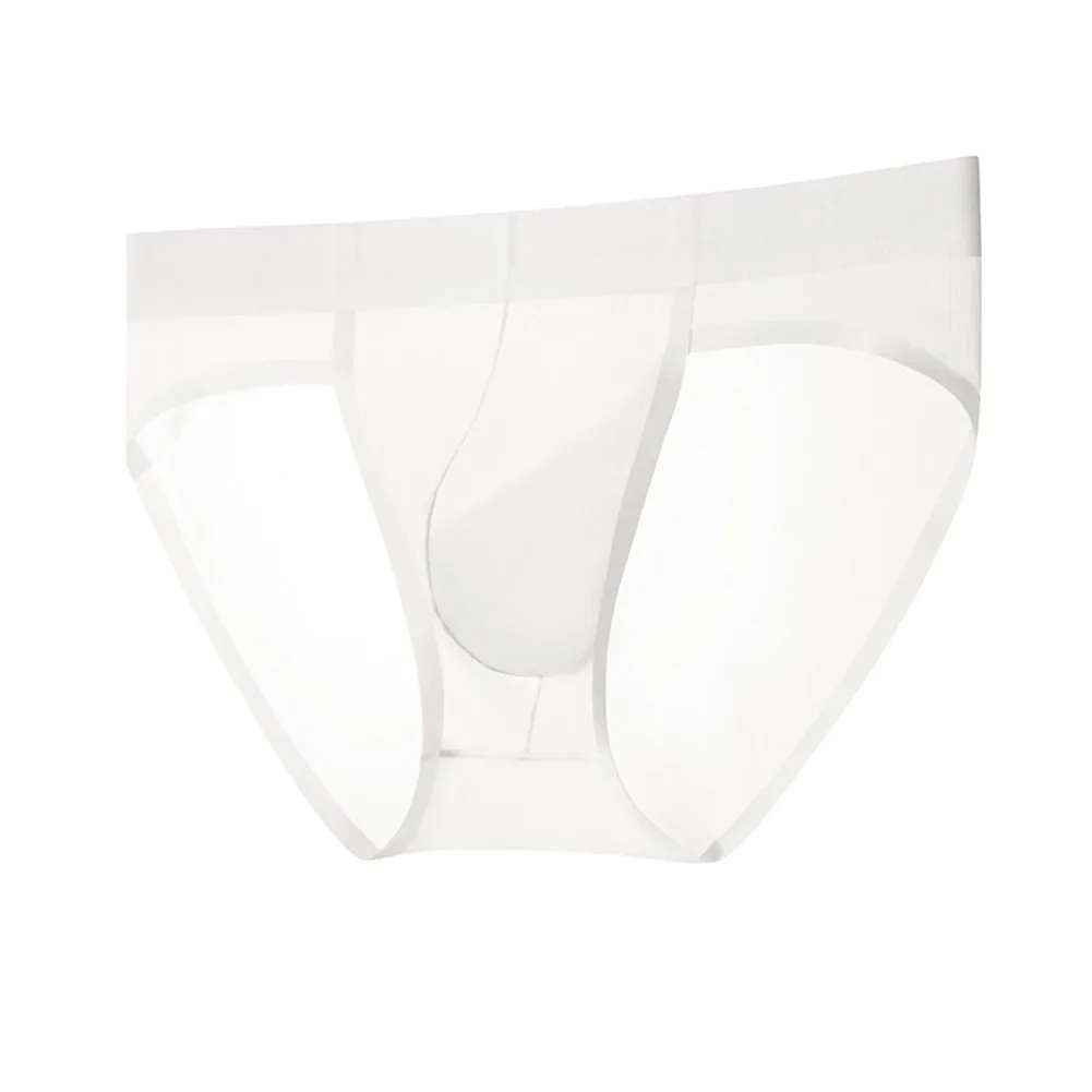 1pc Mens See Through Briefs Sexy Ice Silk Underwear Mesh Pouch Traceless Ultra-Thin Summer Breathable Underpants Short Shorts