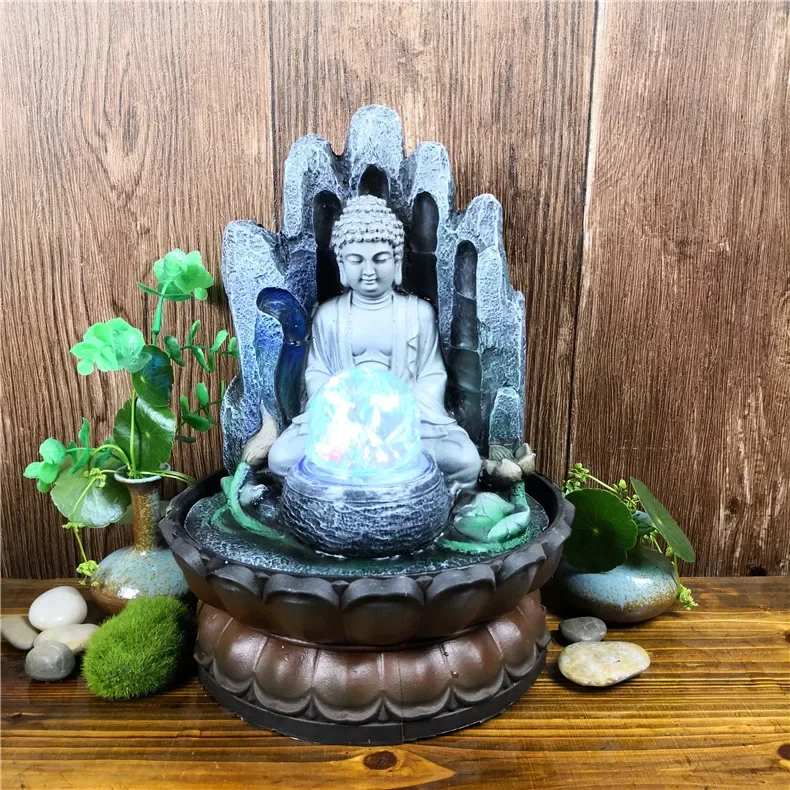 

Southeast Asia Buddha Statue Fountain Living Room Humidifier Desktop Feng Shui Lucky Ornaments Home Decorations Gift