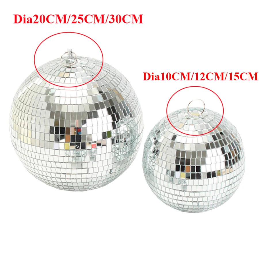 15/20/30CM Rotating Disco Mirror Ball,Motor, Beam Pinspot Lamp Reflective Hanging Glass Ball For Bar Party Dance Stage Props