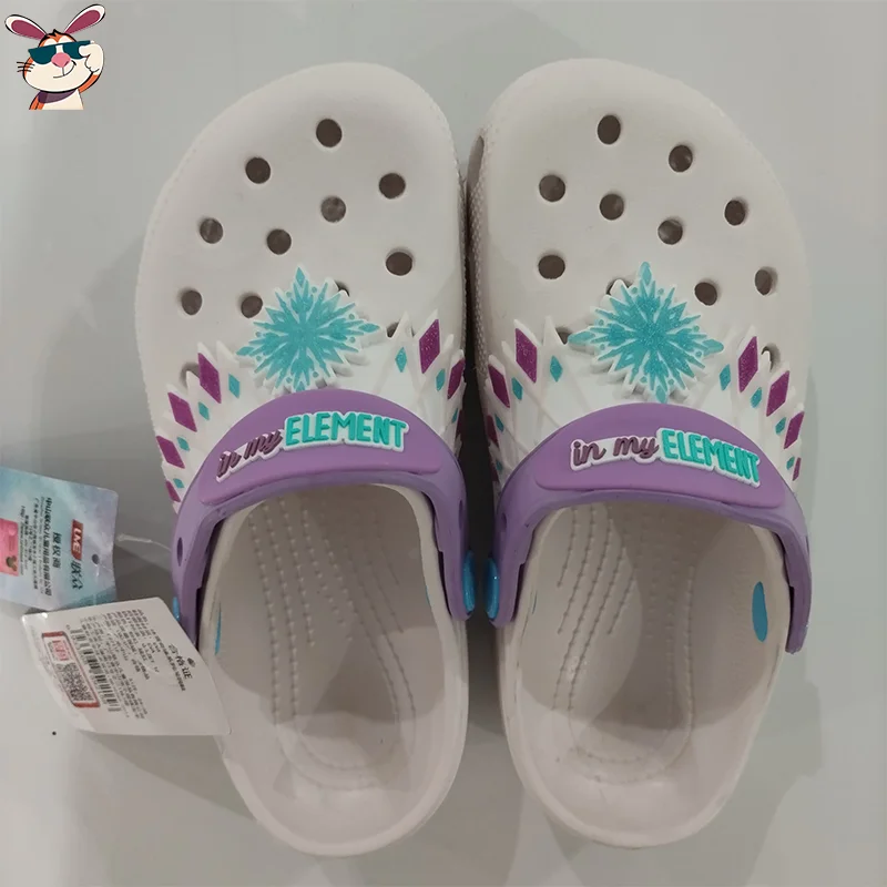 

Summer Children Slippers Girl Anime Cartoon Queen Elsa Pattern Clogs Outdoor Beach Breathable Non Slip Sandals Soft Soled Travel