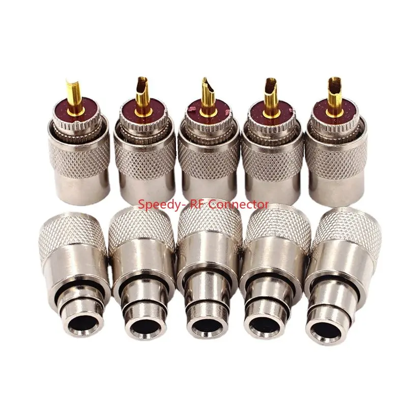 10Pcs PL259 UHF Male Plug Connector SL16 UHF Male Solder for RG58 RG142 LMR195 RG400 Cable Coaxial Fast Delivery Brass Copper