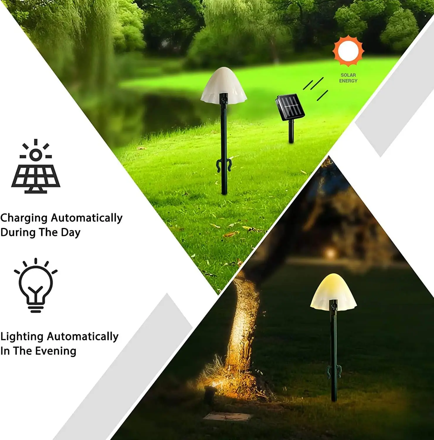 Mushroom Solar Lights -Set of 20pcs 5M Fairy Color Changing Solar String Lights,Outdoor Decoration for Garden,Backyard