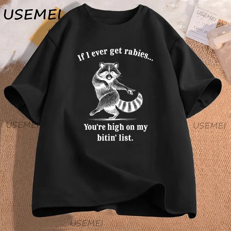 

Funny Raccoon Vintage T Shirt Casual Cotton Short Sleeve T-shirts Y2k Animal Loose Round Neck Soft Tshirt Men Women Streetwear