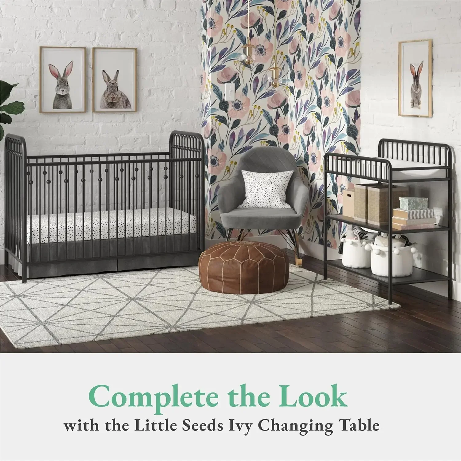 Little Seeds Monarch Hill Ivy Metal Baby Crib, Black