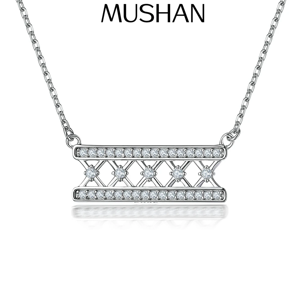 

MuShan Designer Jewelry 925 Sterling Silver Necklace Zircon 5A Choker Bridal for Ladies Rhodium Plated Premium Jewelry Pendant
