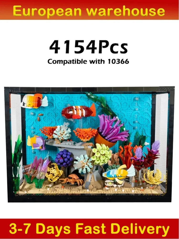 4154 Stuks Tropische Aquariums Model Stenen Speelgoed Visbak Decoratieve Patchwork Bouwstenen Set Kindercadeau Compatibel met 10366 - afbeelding 2