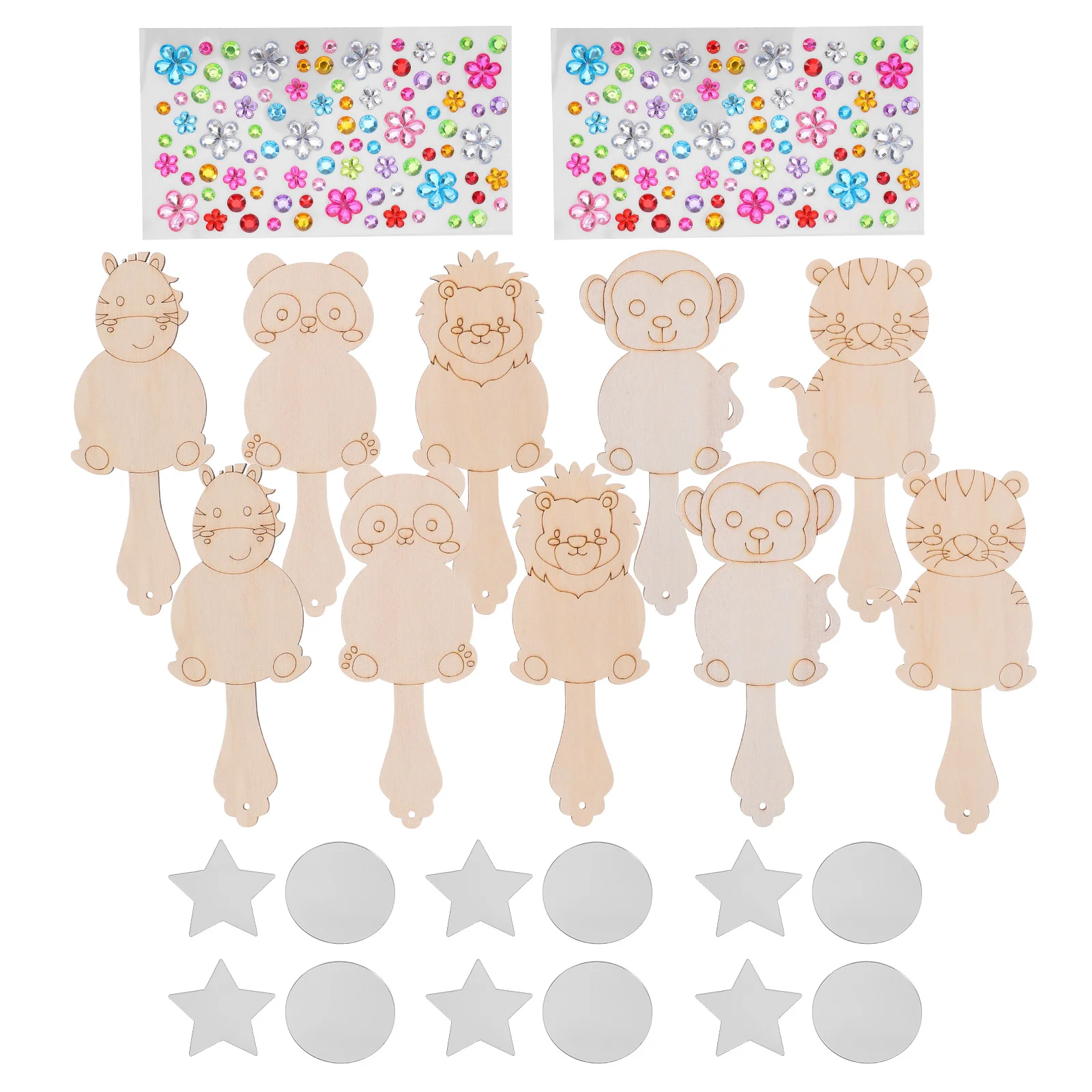 Miroir Animal en bois à peindre, 10 ensembles, bricolage, blancs pour enfants, fête d'anniversaire, artisanat, activité de pâques, projet d'art en classe