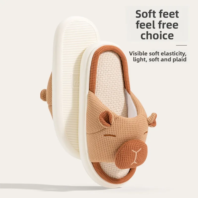 

Spring and Autumn Indoor Household Four Seasons Cotton and Linen Slippers Ladies New Winter and Summer