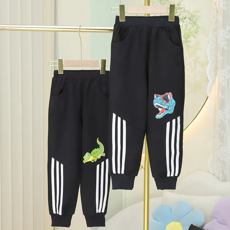 New Boys Sweater Casual Pants 2024 Spring and Autumn for Big Kids Winter Warmth and Velvet Sports Pants for Baby