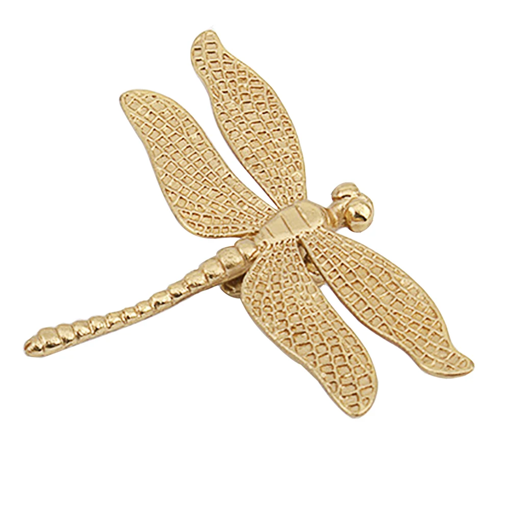 

1pc Dragonfly Shaped Brass Drawer Knob Decorative Pull Handle Home niture Cabinet Hardware Fittings Knobs Decor