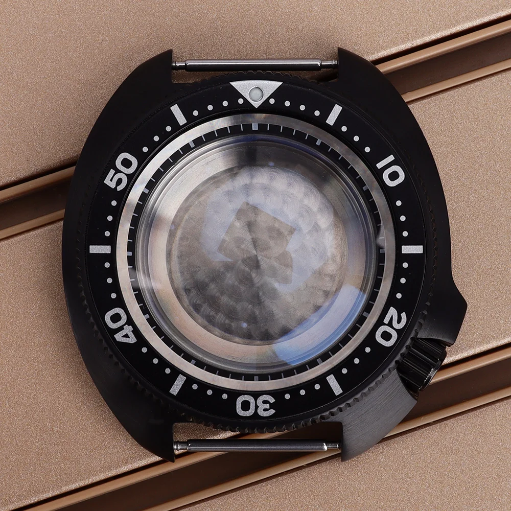 44mm Men's Diver Watch Case Sapphire Crystal For Mod Turtle Abalone 6105 NH35 NH36 NH38 Movement 28.5mm Dial With chapter Ring
