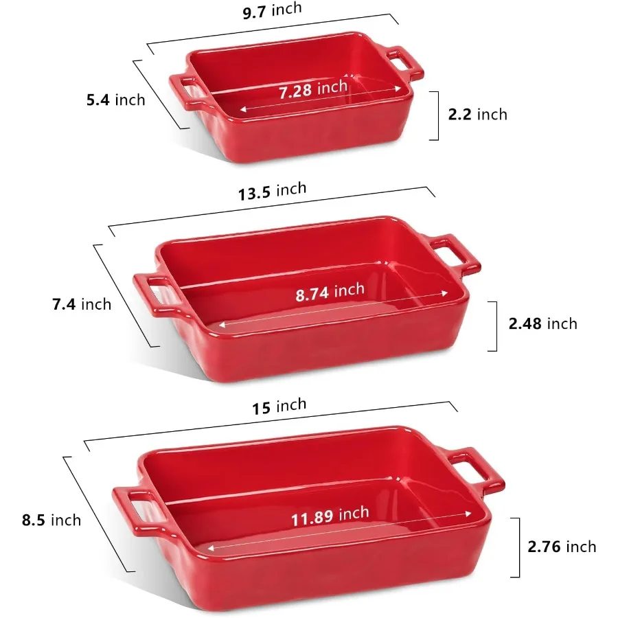 Ceramic Bakeware Set Porcelain Rectangular Baking Dish Baking Pan Lasagna Pans Casserole Dish Set for Cooking Kitchen Cake Dinn