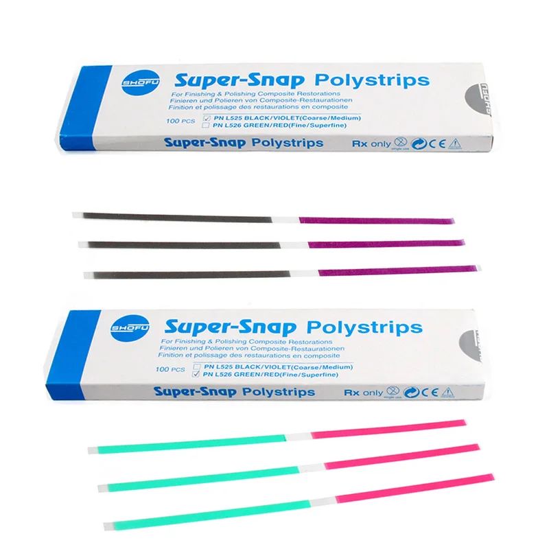 Dental 100Pcs/Box SHOFU Super-Snap Polystrips Resin Teeth Grinding Sanding ShapingPolishing Strip Dentist Teeth Whitening Tools