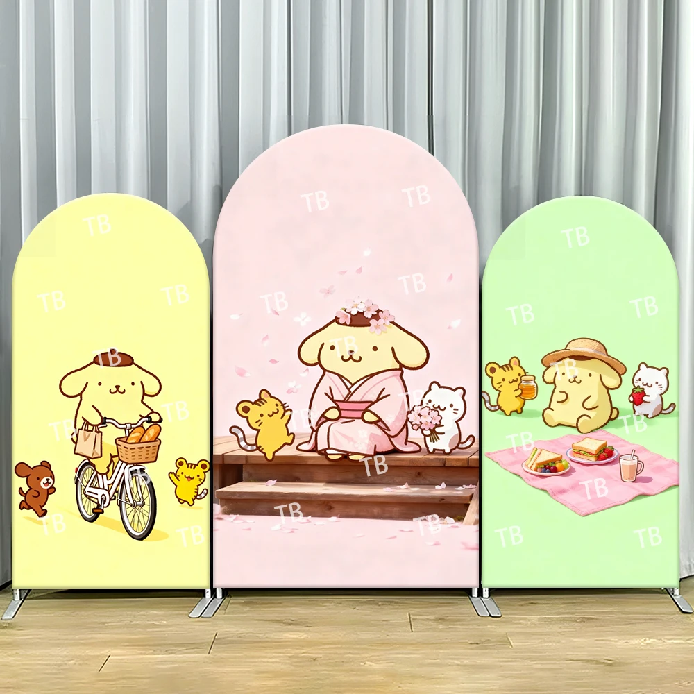 

Pom Pom Purin Arch Backdrop Cover Cherry Picnic Cute Photo Booth Props for Kids Parties & Home Decoration