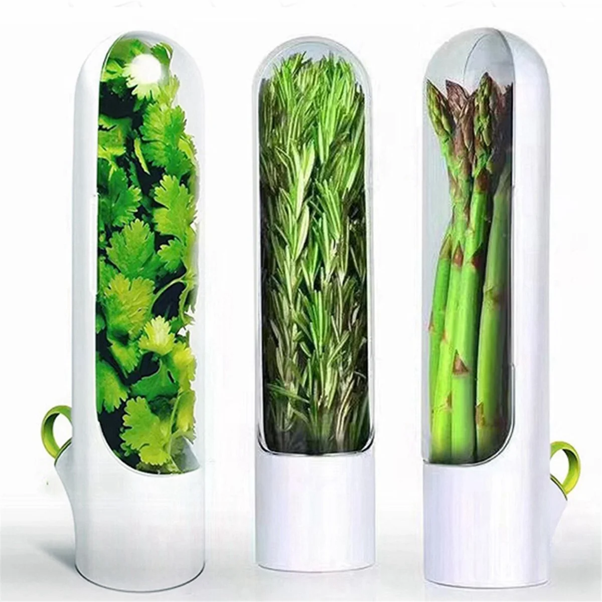 HHTL 3 contenitori per la conservazione delle verdure, tazze per la freschezza delle erbe, organizer da cucina e scatola portaoggetti