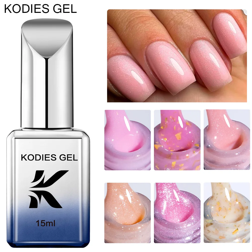 KODIES GEL Shimmer Rubber Base Gel Nail Polish Sparkle Glitter Gel Varnish Semi Permanent UV Manicure Nail Art Pigment Lacquer