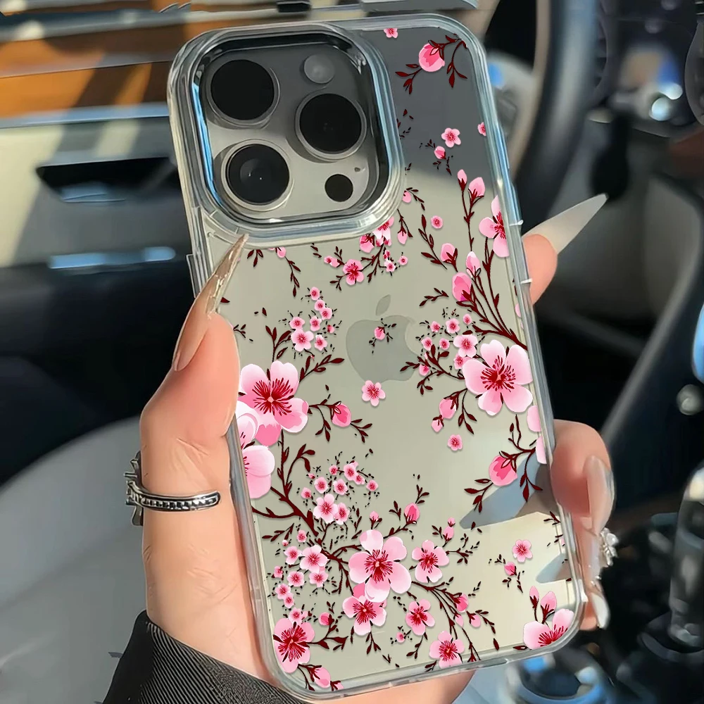 Bumper Phone Case For Samsung Galaxy S25 S23 S26 S24 Ultra Plus A57 A56 A37 A07 A06 A17 A26 Anti-fall Pink Plum Blossom Cover