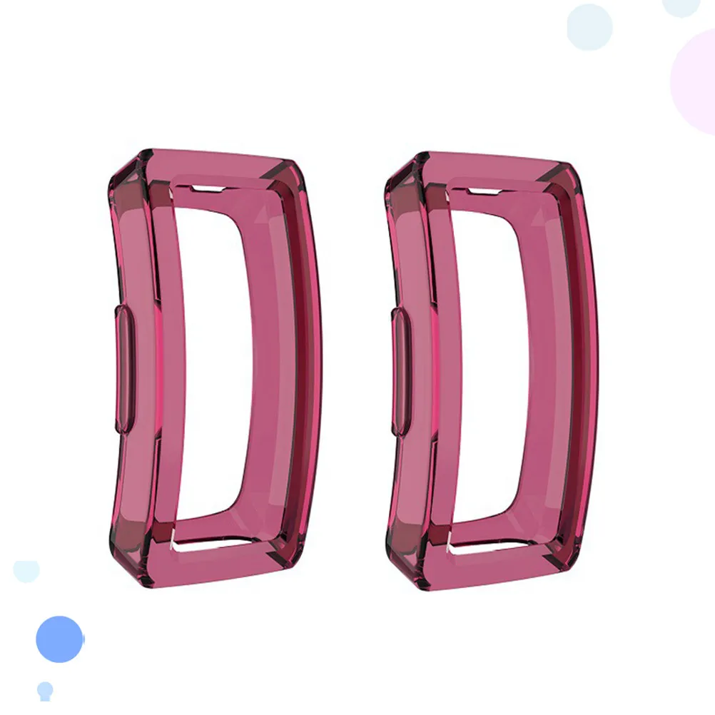 

2Pcs Protective Case Half Cover Tpu Shell Shockproof Anti-Scratch Smart Watch Shell Sports Accessories Dark Red