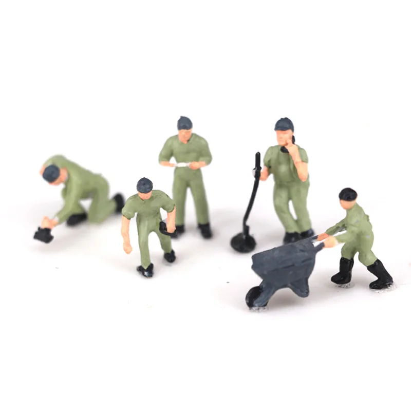 Zufällige 10 Stück 1:87 Maßstab Modelleisenbahn Arbeiterfiguren Miniaturfiguren Architektur-Zug Landschaftsbau-Personen Layout-Zubehör – Detail 6