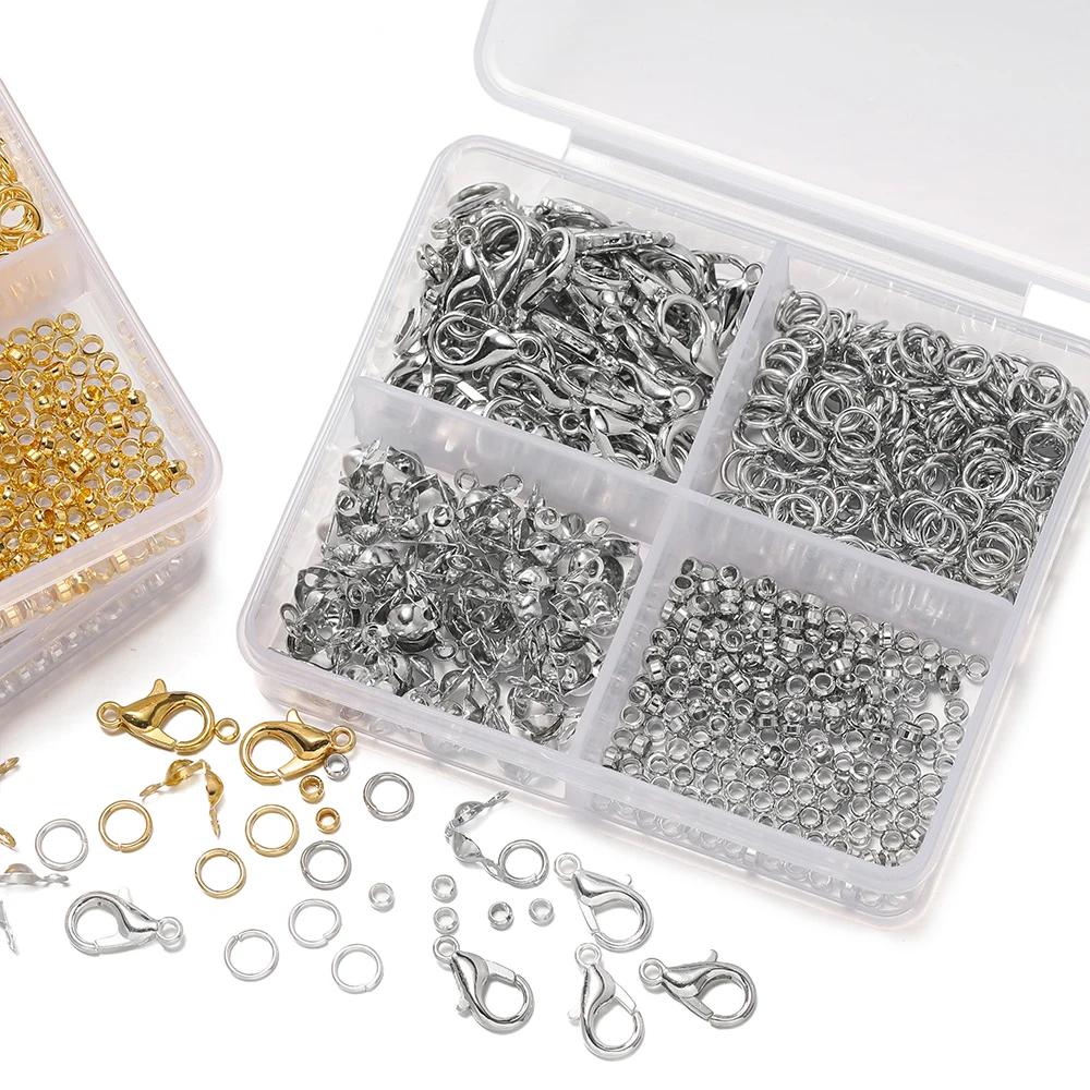 4 شبكات/صندوق مشبك قفل الانتقال خواتم الكرة سلسلة كالوت نهاية العقص الخرز موصل قلادة عدة DIY بها بنفسك صنع المجوهرات #4