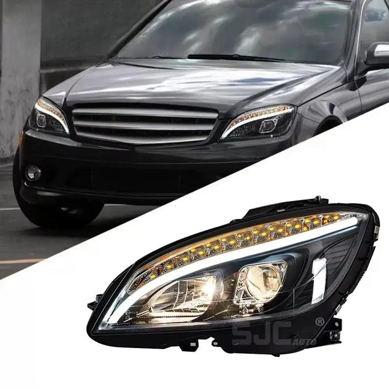 SJC Auto Car Accessories for C-Class W204 Headlight Assembly 07-11 Modified LED Daytime Running Lights Turn