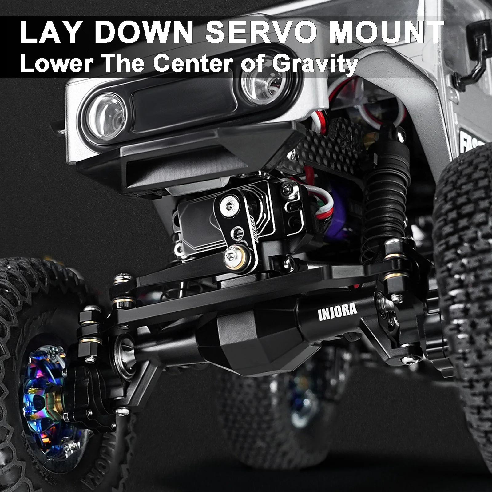 INJORA +5mm Diamond Portal Axles with Lay Down Servo Mount & Links for 1/18 RC Crawler TRX4M