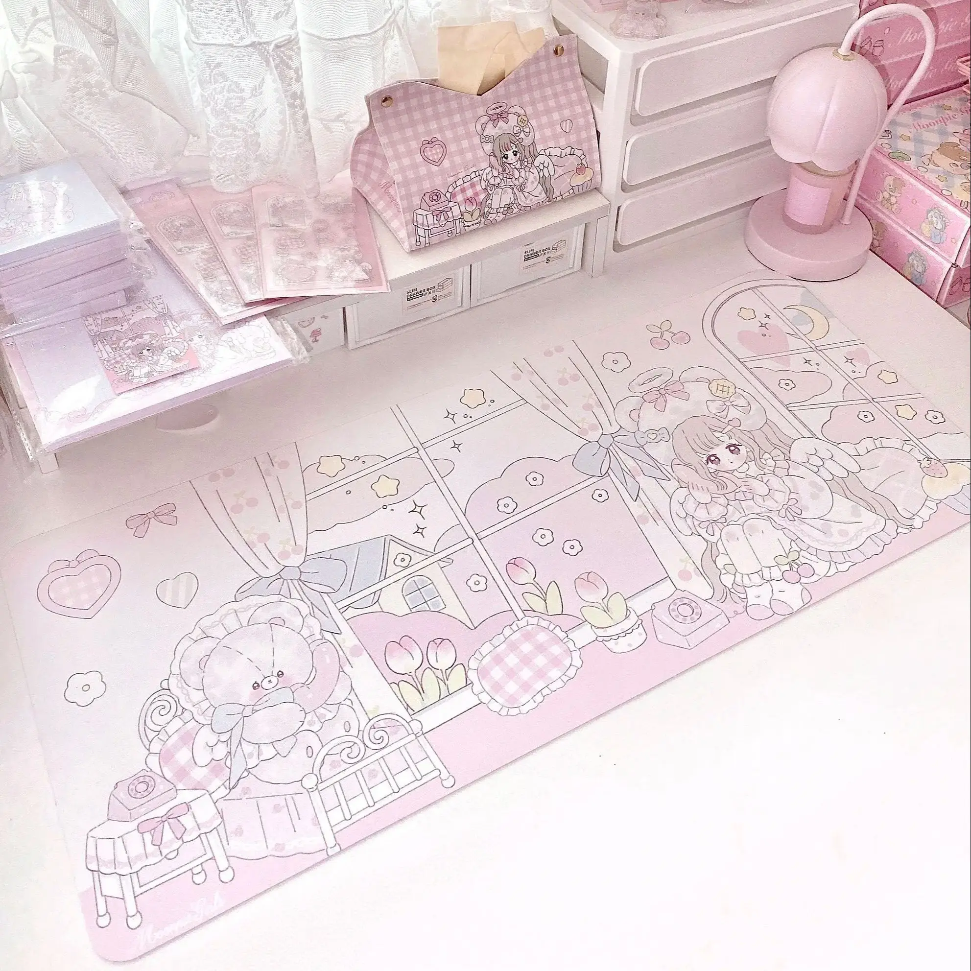 Original Home Diary Series Desk Mat | Kawaii Waterproof Leather Mouse Pad for Computer Girls Cute Large Size