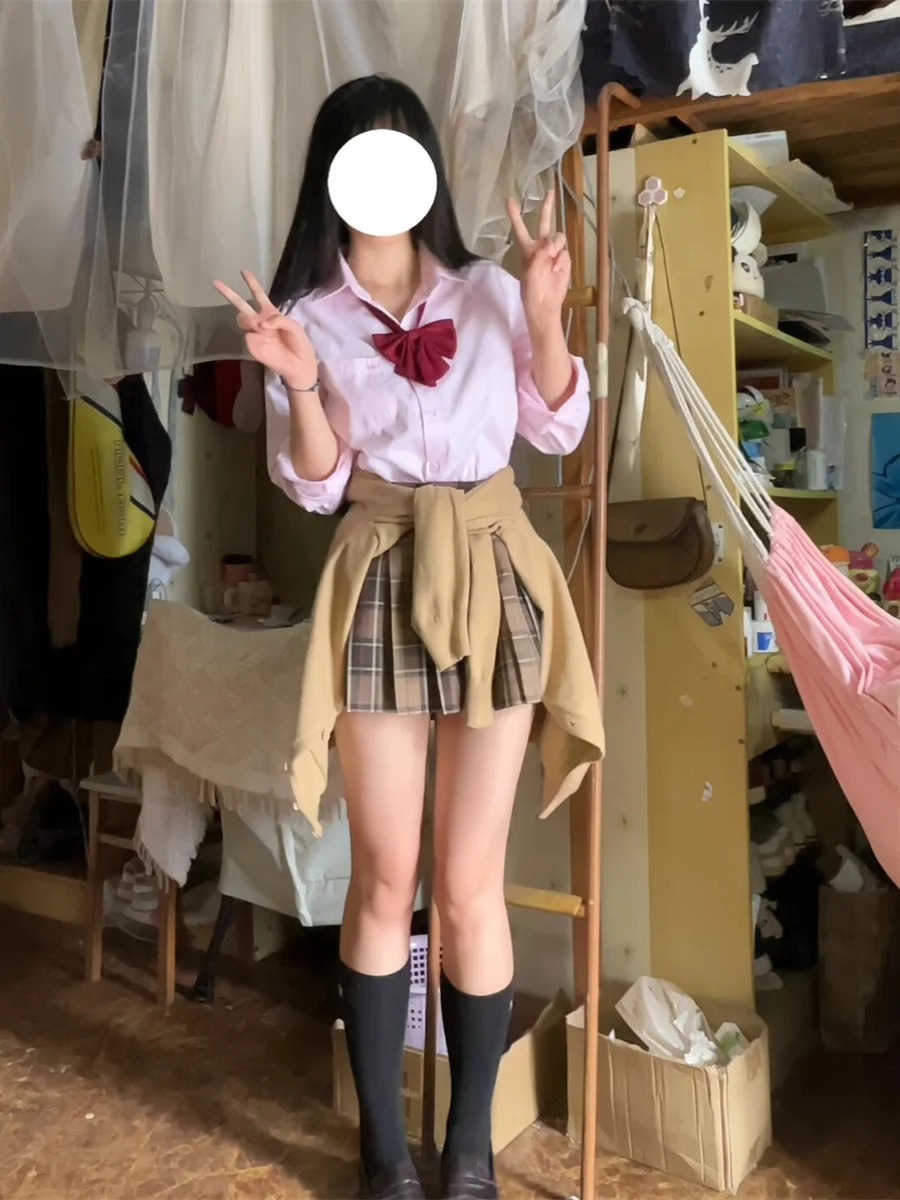 Cardigan aperto lavorato a maglia giapponese Sle JK orm Long Sve irt Set gonna originale con polsini Sve per donna 8-25 anni