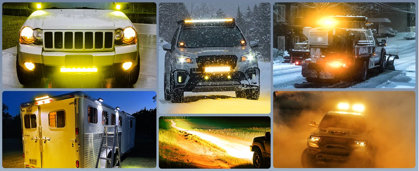 12Inch 240W Spot Flood Combo Amber Light Bar with Wiring Harness Kit