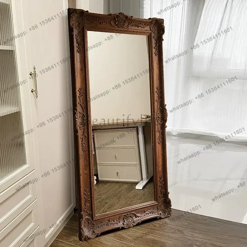 YJ French Retro Dopamine Full Length Mirror Baroque Slimming Floor Standing Dressing Mirror Memphis Style