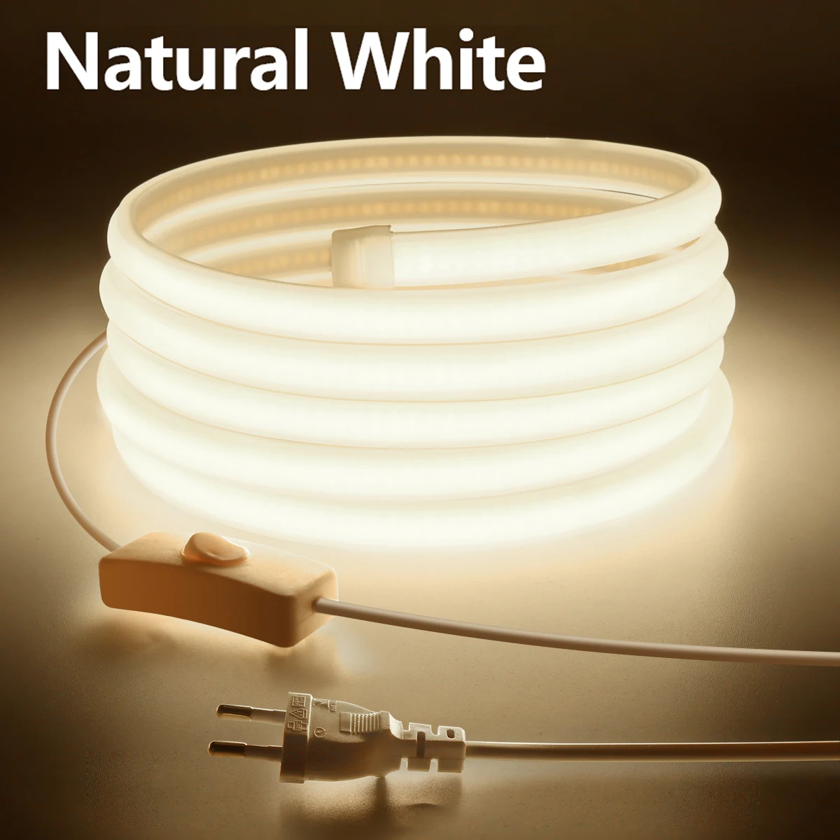 COB LED Strip Light para Iluminação Exterior, Fita FOB, US Plug, Iluminação de Quarto e Cozinha, 288LEDs, M, EU Plug, 220V, 110V, High Bright