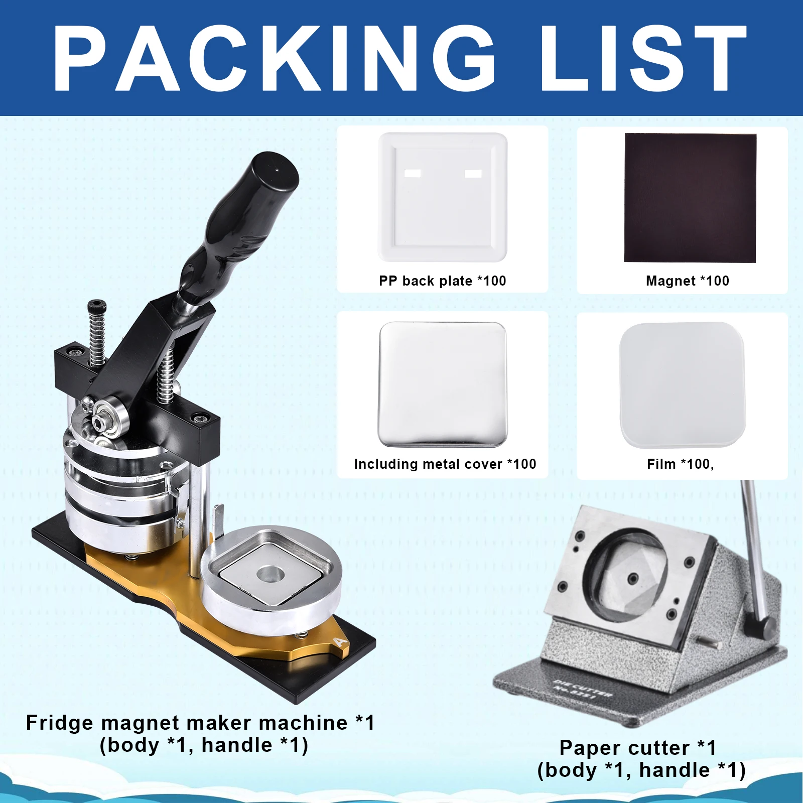 

Magnet Maker Machine 2X2 Inch Square Fridge Magnet Button Badge Making Tool Paper Cutter Consumables Craft Kits for Home Busines