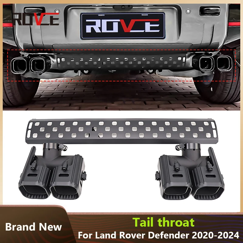 

ROVCE Car Muffler Pipe Exhaust Tip Rear Air Vent Outlet Tailpipe with Guard Plate Cover For Land Rover Defender 90 110 2020-2024