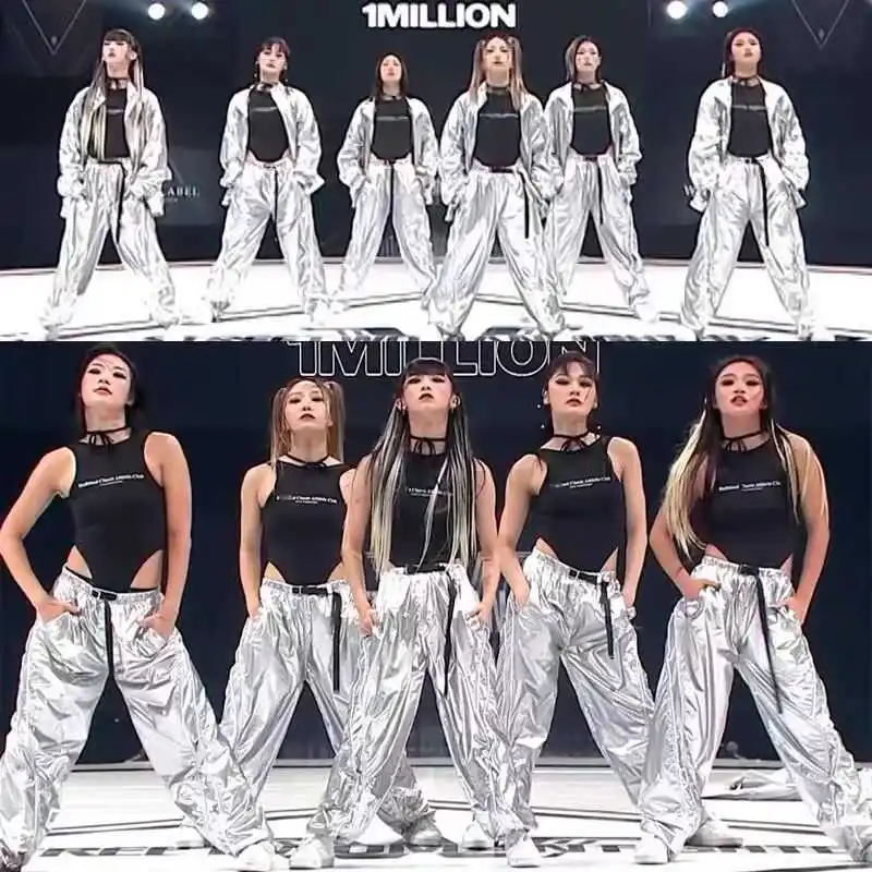 New Women's Jazz Hip Hop Dance Costume Stage Performance Suit Street Dance Cool Dancing Performance Set Chinese Brand Tagkita