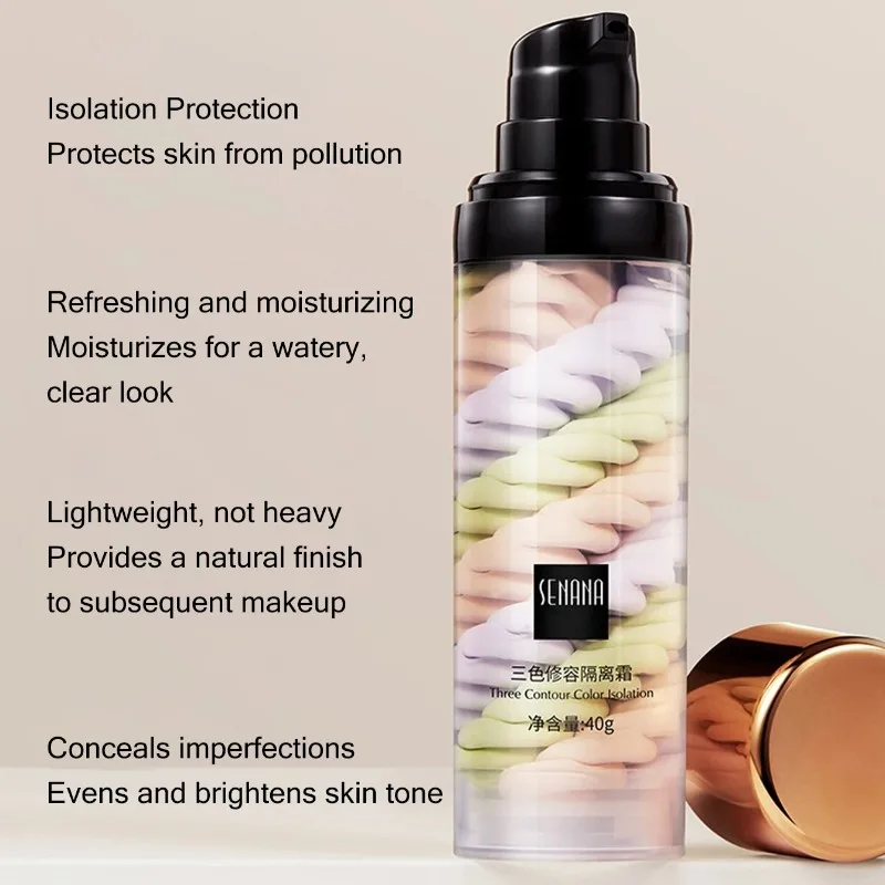Kremowy korektor w płynie trójkolorowy, bazowy pod makijaż, rozjaśniający, podkład do twarzy, bazowy podkład pod makijaż, podkład do twarzy.