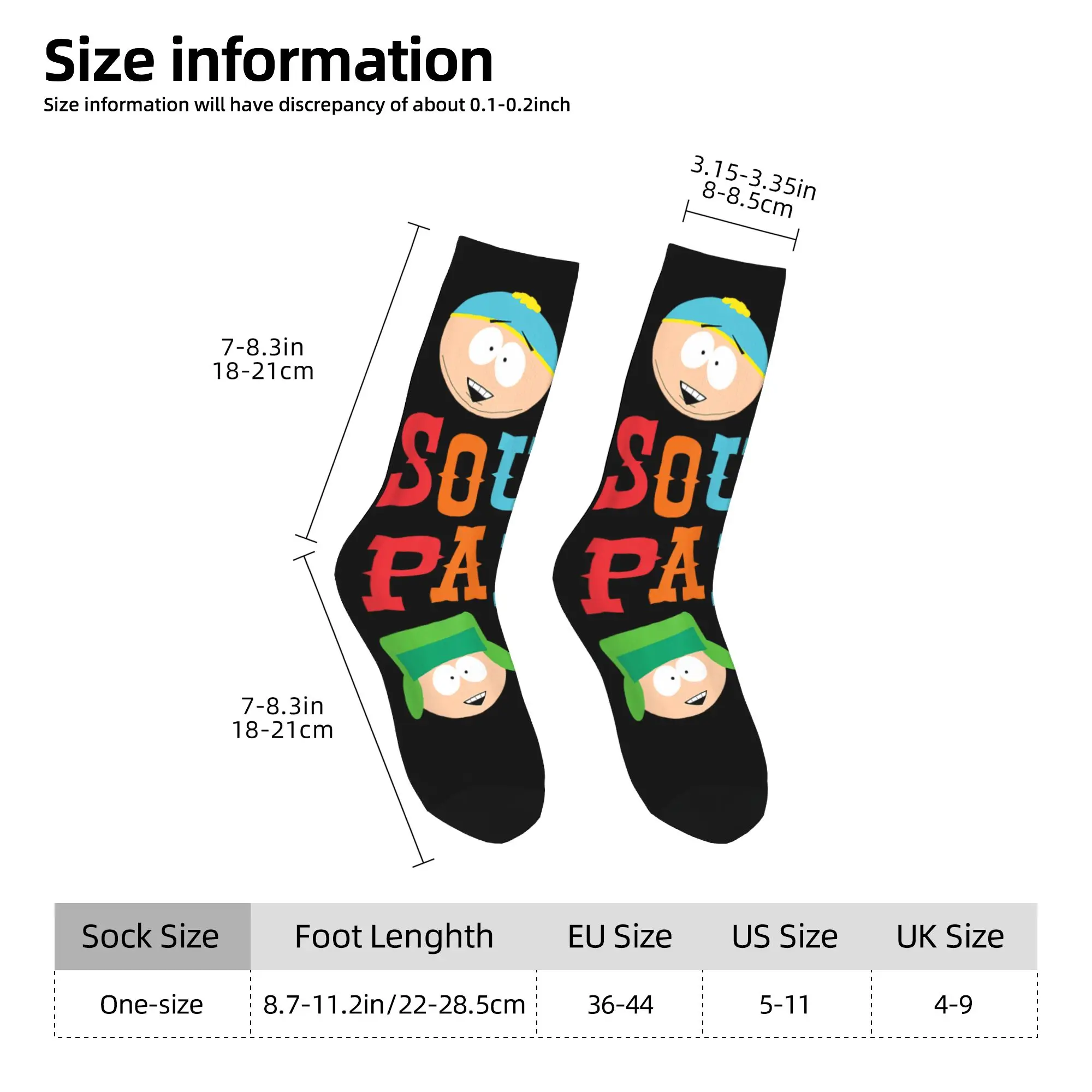 ถุงเท้าลายการ์ตูนเซาท์พาร์ค รุ่น Best Buds สำหรับฤดูใบไม้ร่วงและฤดูหนาว สวมใส่สบาย ระบายอากาศได้ดี เหมาะสำหรับเล่นบาสเก็ตบอล