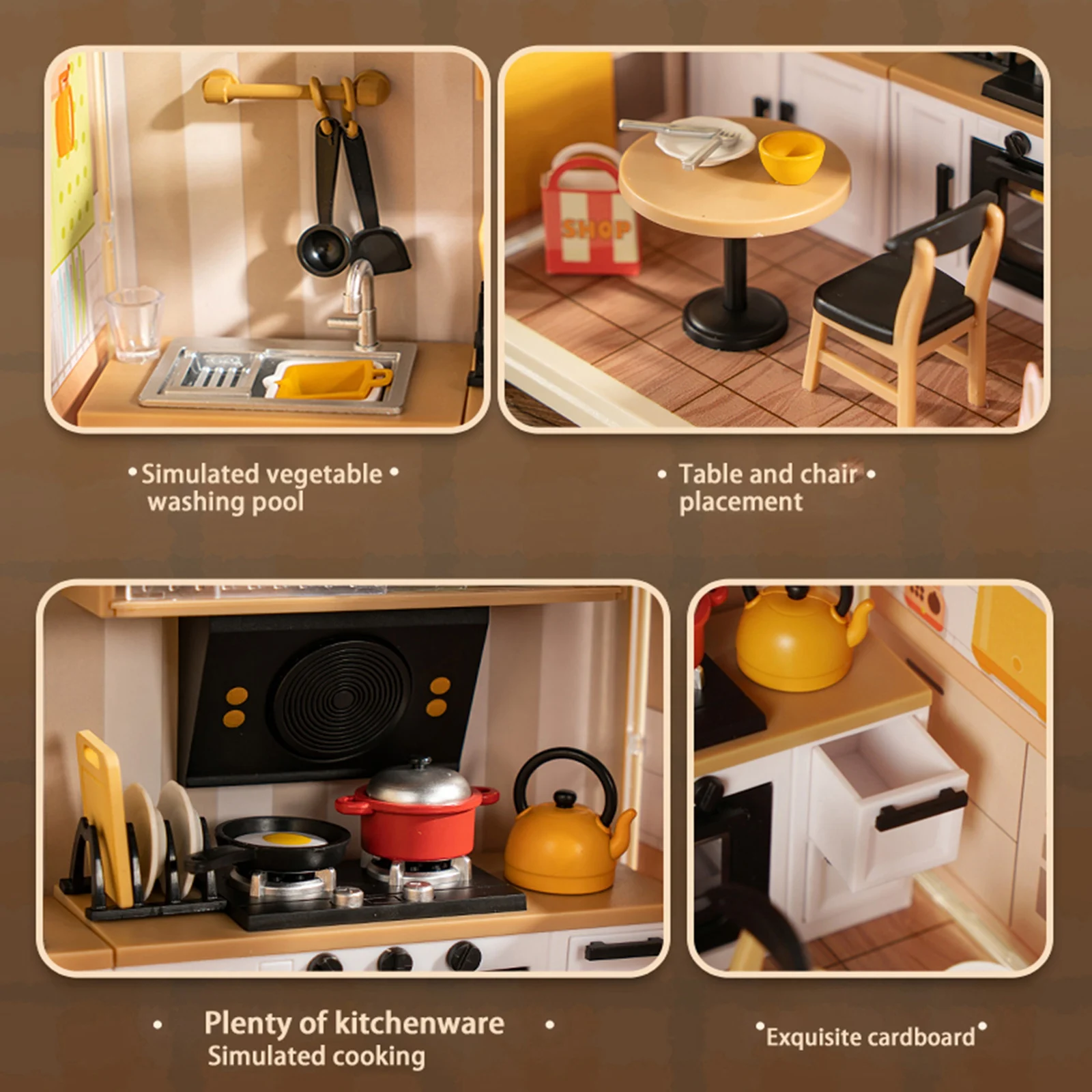 Scena DIY Mini Wykwintny Dom do Składania Model Oświetlenie Klocki Konstrukcyjne Puzzle 3D Zabawki Prezent