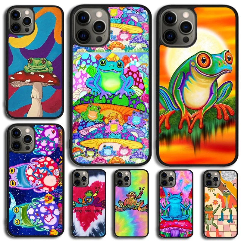 Frong Froggy Art Groovy Hippie Phone Case For iPhone 14 15 16 13 12 Mini Max Cover For Apple 11 Pro Max 8 7 Plus SE2020