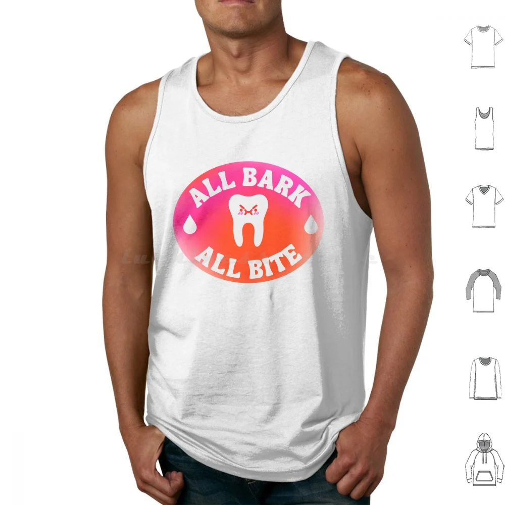 All Bark , All Bite Tank Tops Print Cotton All Bark All Bite Bite Teeth Tooth Tough Tuff Cowgirl Athlete Healthcare