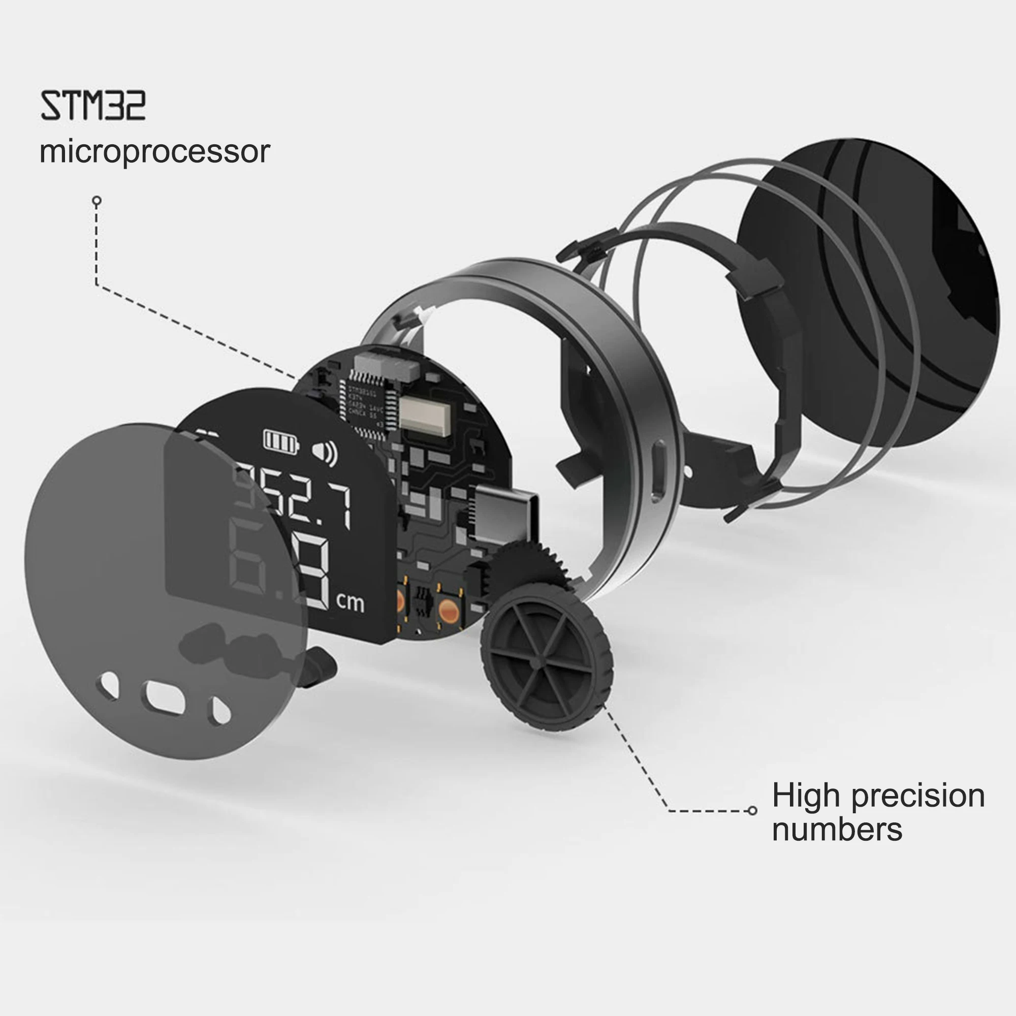 Monking Electronic Digital Tape Measure with LCD Display Digital Ruler Smart Rolling Measuring Tool for School Office Supplies