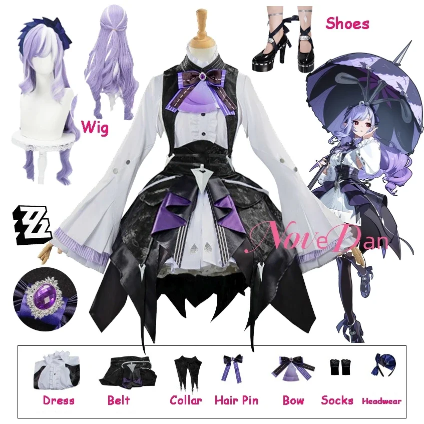 لعبة ZZZ Zenless Zone Zero Vivian أزياء تنكرية فستان شعر مستعار أحذية موحدة الطائر المحاكي كرنفال حفلة النساء فتاة كون الملابس الدعامة