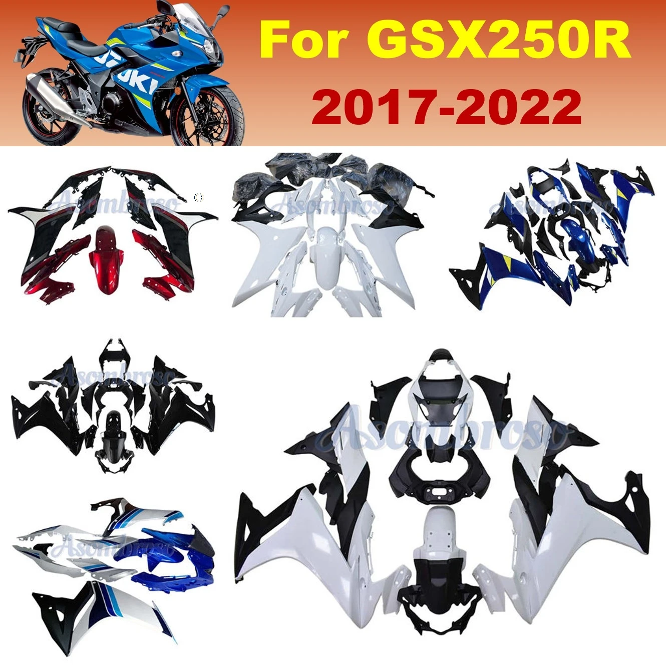 Custom Fairing Kits For GSXR 250 GSXR 250 GSX250R 2017 2018 2019 2020 2021 2022 ABS Plastic bodywork full Fairings zxmt