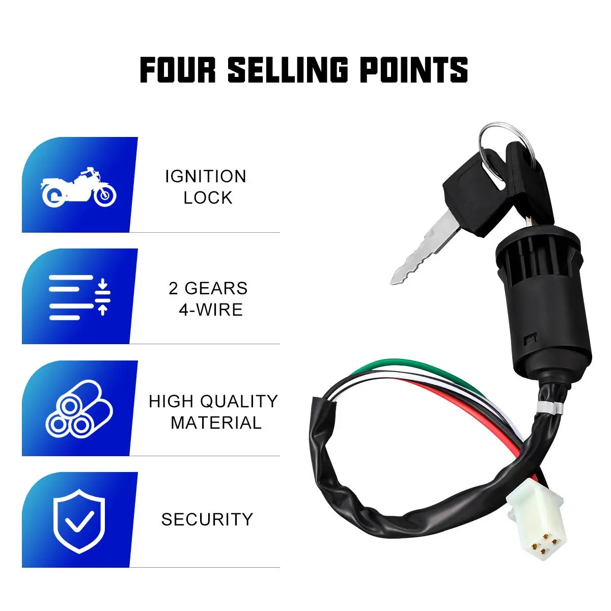 

Motorcycle Ignition Switch Scooter Key Replacement Starter Parts Cylinder Lock Heavy Duty ATV Electric Vehicle