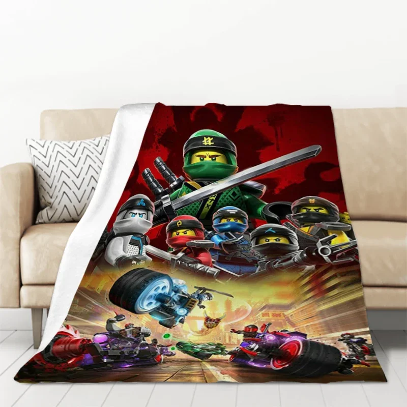 Ninjago Cartoon Cozy Throw Blanket for Sofa Office Camping  Soft Microfiber Bedding with Print Perfect for King Size Cat Nap