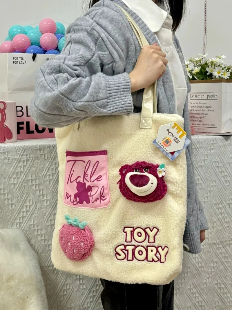 Potdemiel ディズニーイチゴクマ甘いステッチチップ風変わりなぬいぐるみショルダーバッグ大容量ガールズファッションバックパックギフト