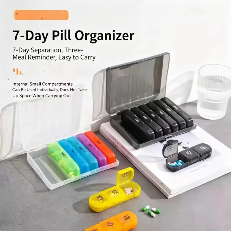1 Set 7 Days Weekly Pill Case Pillbox  Medicine Tablet Box Portable Travel Drugs Storage Organizer Secret Compartments Pill Box