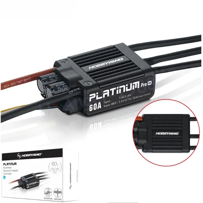 AeroParts1pcs new HobbyWing Platinum PRO V4 60A ESC (3S-6S) for 450-480 Class Heli (Propeller: 325-360mm)