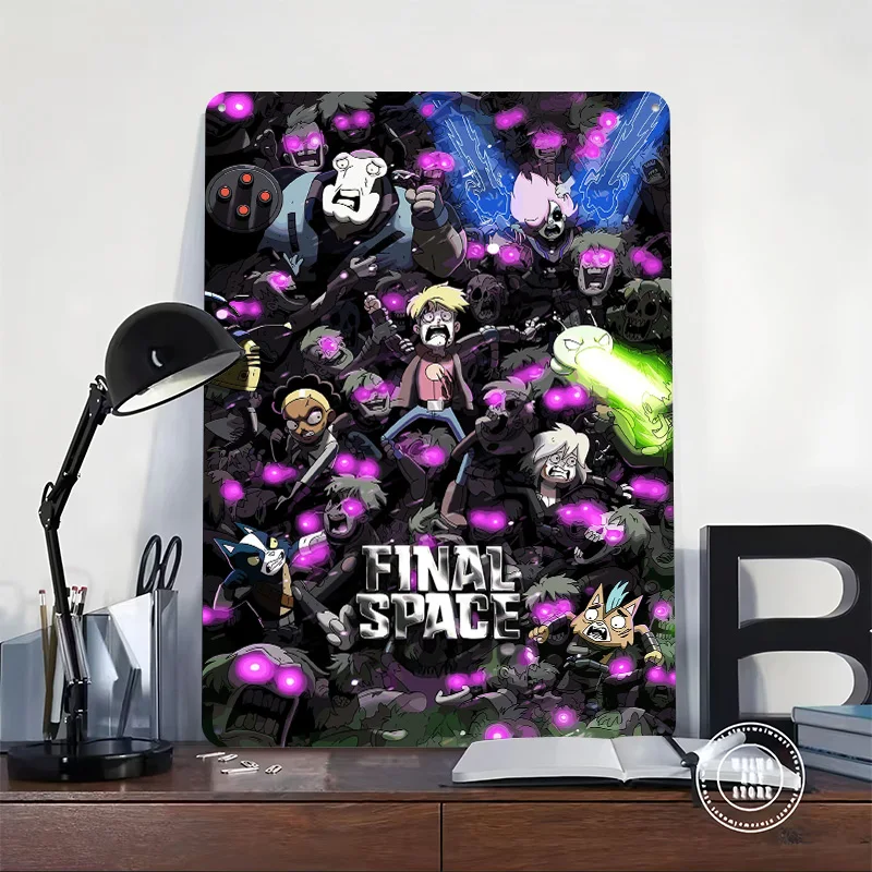 Final Space Personalized 3D Textured Metal Poster Wall Art Tinplate Sign for Bedroom Decoration Room Decorating Interior Decor